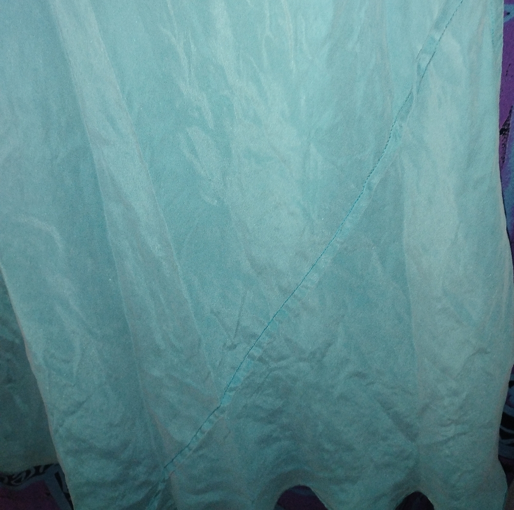 Sleeveless V Neck Washed Silk Maxi dress in Verdigris M/L - Picture 3 of 3